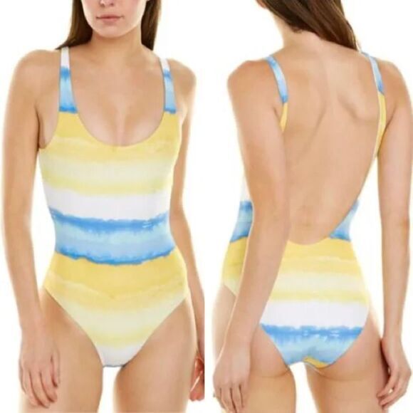 NEW‎ Onia Rachel Watercolor Stripe Scoop Back Swimsuit, size M - Picture 1 of 16